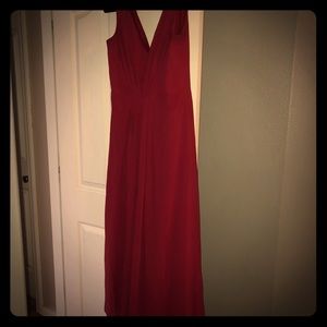 Long red bridesmaid dress size 14